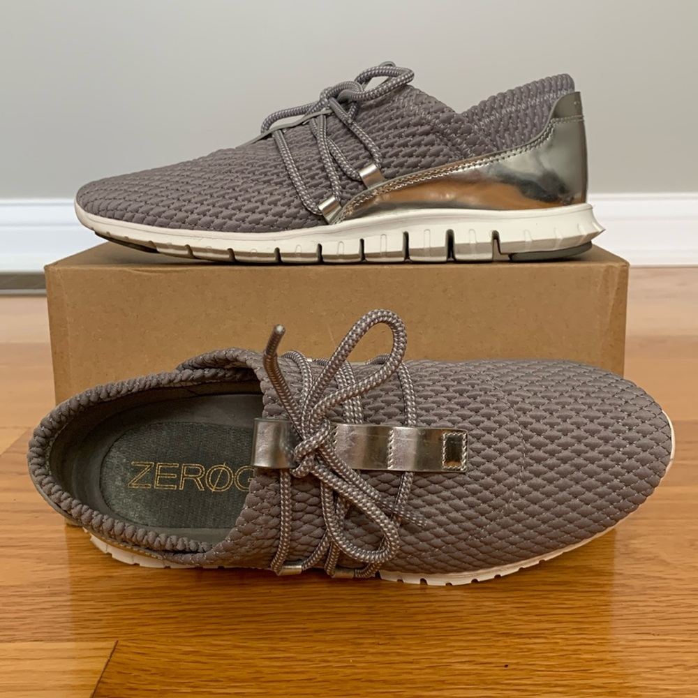 Cole Haan Zerogrand Quilted Sneaker Size 5 Gray Silver Oxford shoes slip on